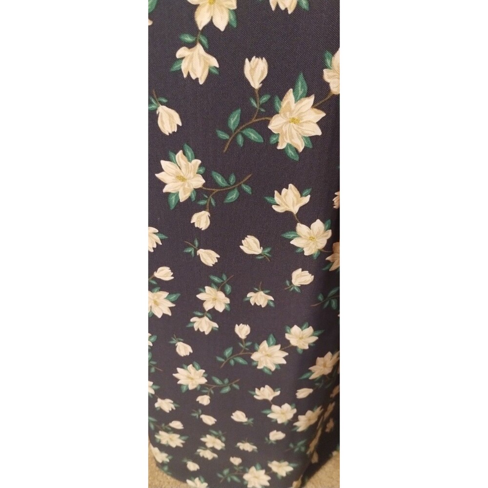 Draper James Navy Magnolia White Floral Print Premium Outdoor Canvas Fabric BTY